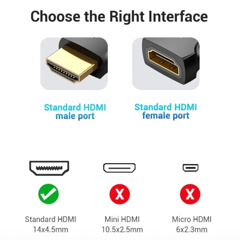 Адаптер Vention HDMI Male to Female Adapter Black (AIMB0)