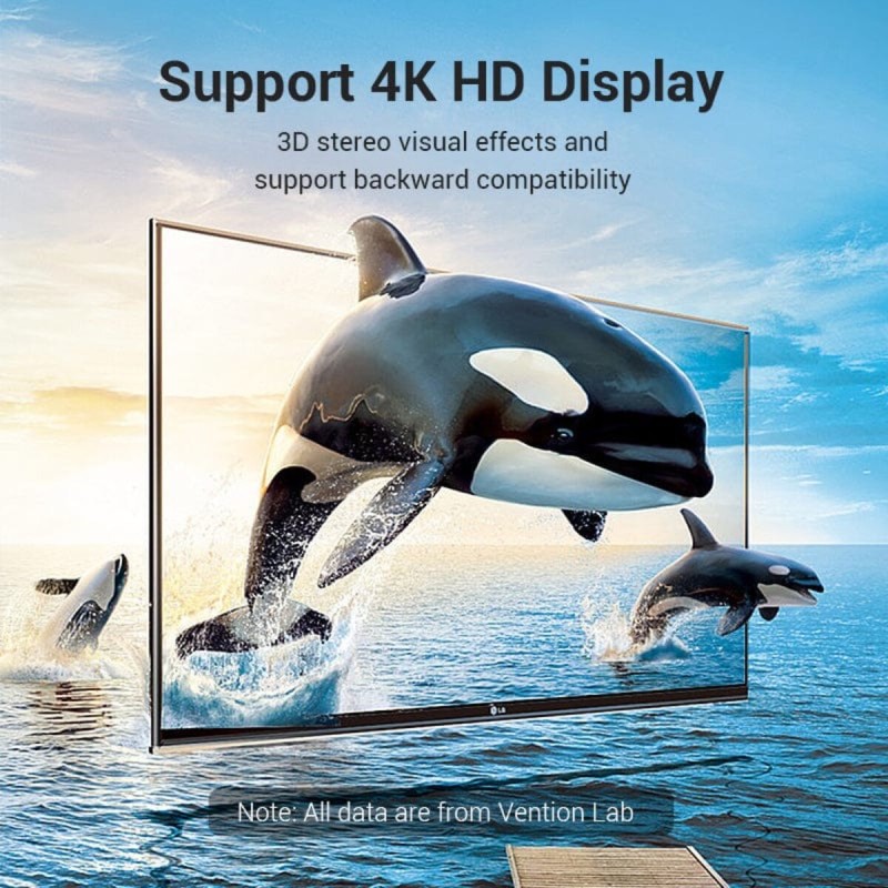 Адаптер Vention HDMI 270 Degree Male to Female Vertical Flat Adapter Black (AIQB0)