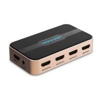 Сплітер Vention 1 In 2 Out HDMI Splitter 4K 30Hz Gold Aluminum Alloy Type EU Standard (ACCG0-EU)