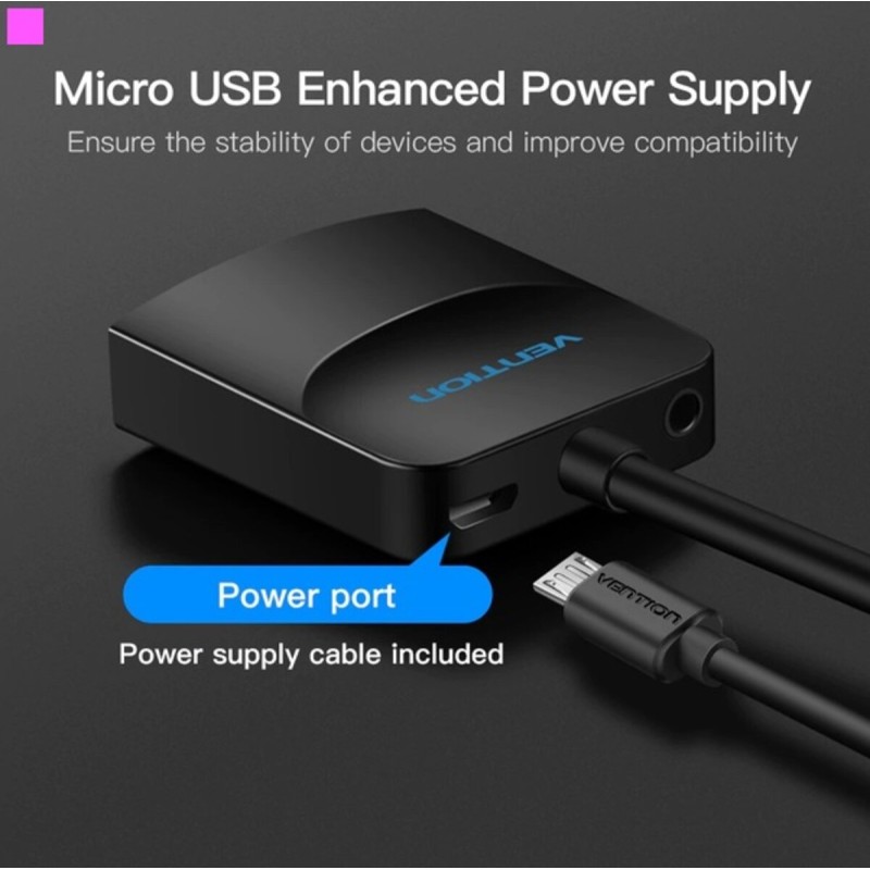 Адаптер  Vention VGA to HDMI Converter with Female Micro USB and Audio Port 0.15M Black (ACNBB)