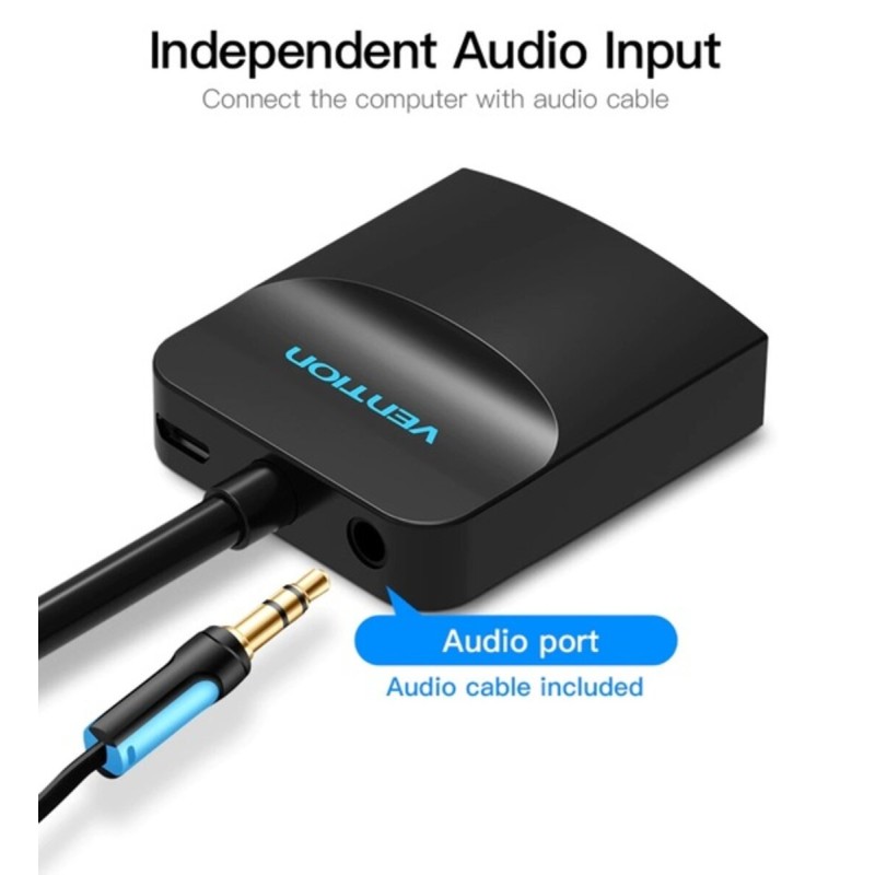 Адаптер  Vention VGA to HDMI Converter with Female Micro USB and Audio Port 0.15M Black (ACNBB)