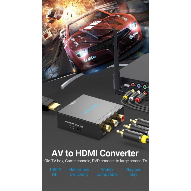 Адаптер Vention RCA to HDMI Converter Black Metal Type (AEFB0)