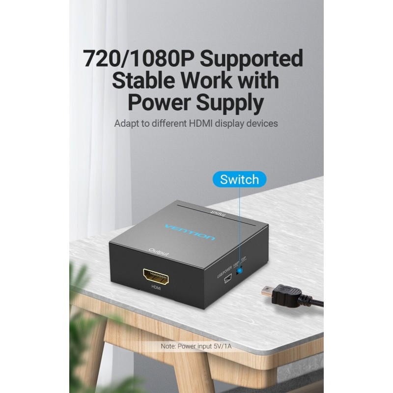 Адаптер Vention RCA to HDMI Converter Black Metal Type (AEFB0)