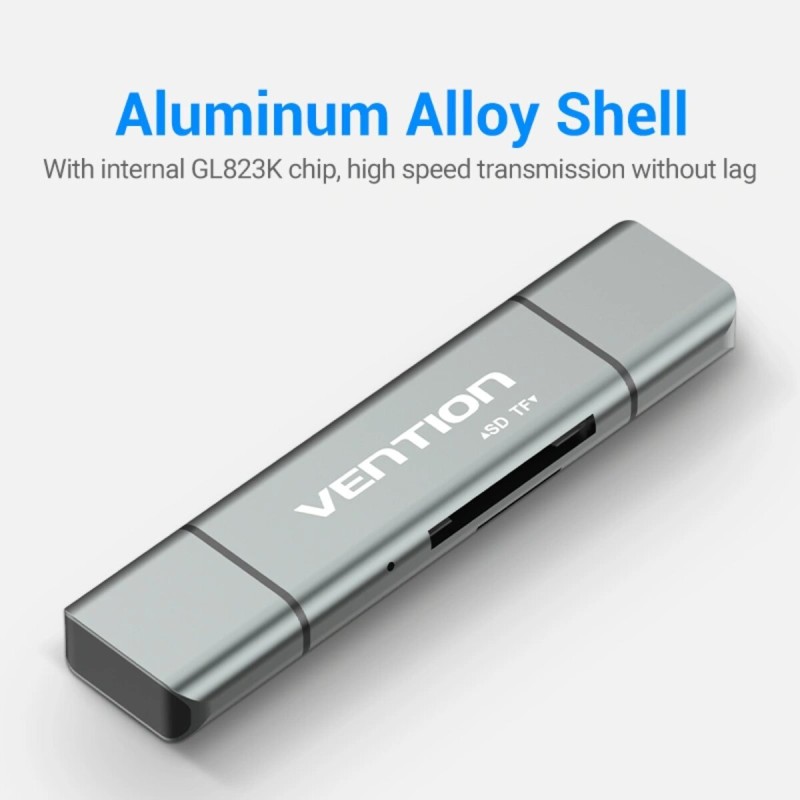 Картрідер Vention USB2.0 Multi-function Card Reader Gray (CCJH0)