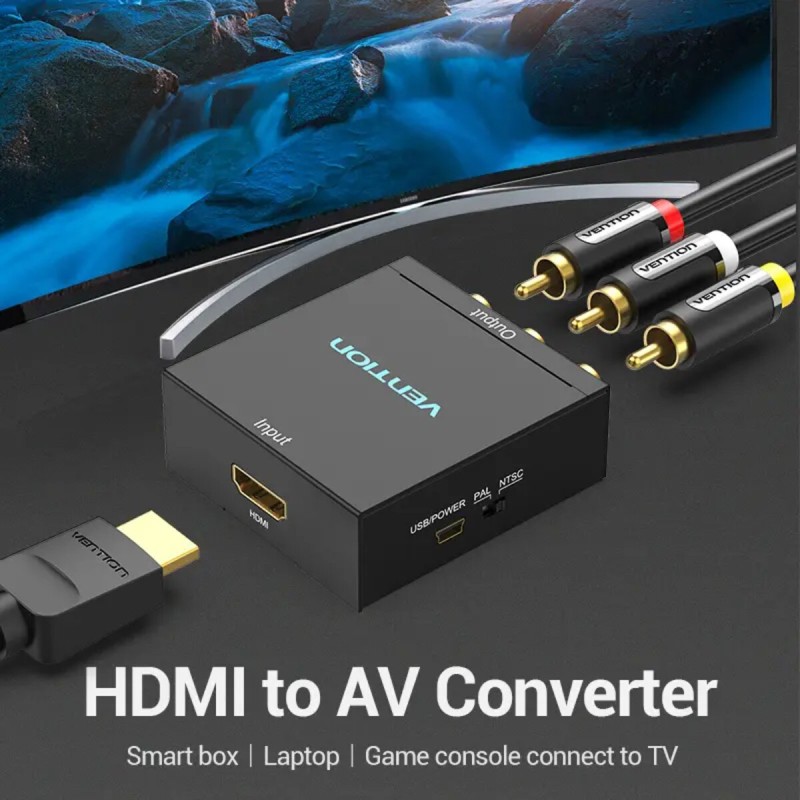 Адаптер Vention HDMI to RCA Converter Black Metal Type (AEEB0)