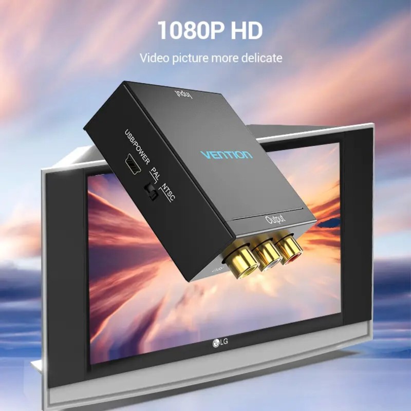 Адаптер Vention HDMI to RCA Converter Black Metal Type (AEEB0)