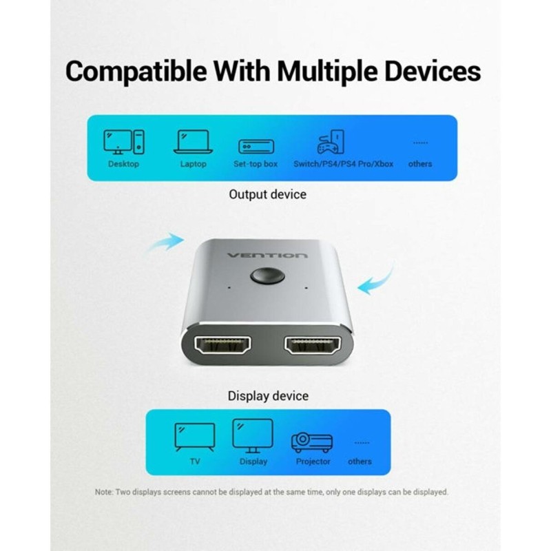 Адаптер Vention 2-Port HDMI Bi-Direction Switcher Silver (AFUH0)