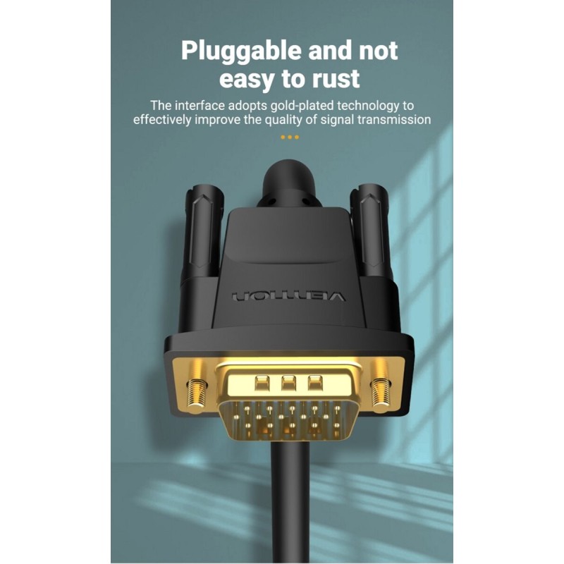 Кабель Vention VGA(3+6) Male to Male Cable with ferrite cores 1.5M Black (DAEBG)