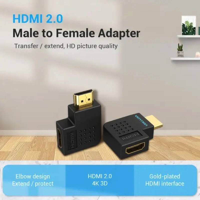 Адаптер Vention HDMI 90 Degree Male to Female Adapter Black (AIOB0)