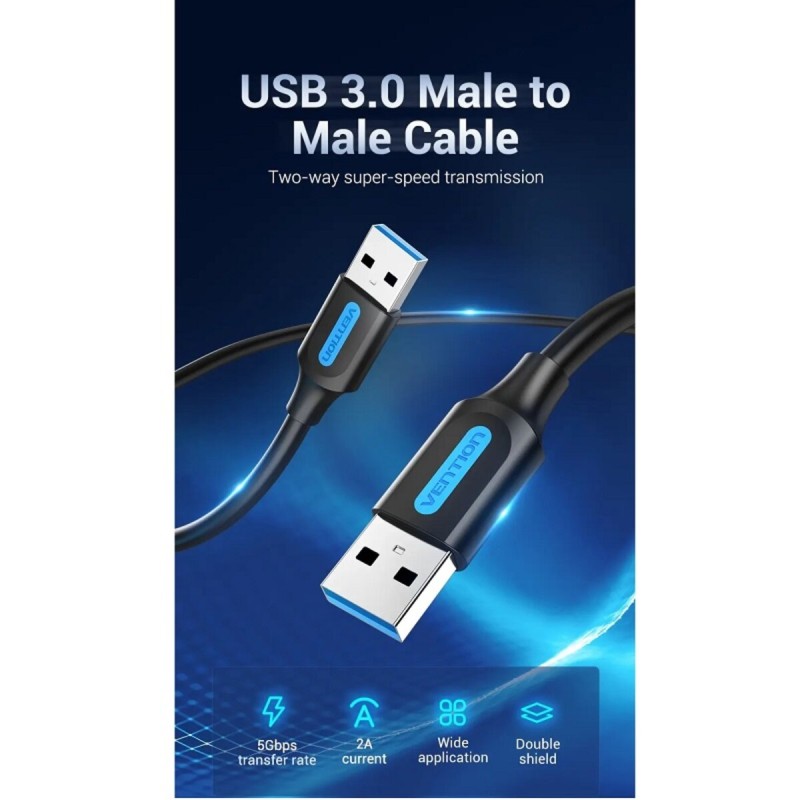 Кабель Подовжувач USB 3.0 A Male to A Male  Cable 0.5M Black PVC Type (CONBD)