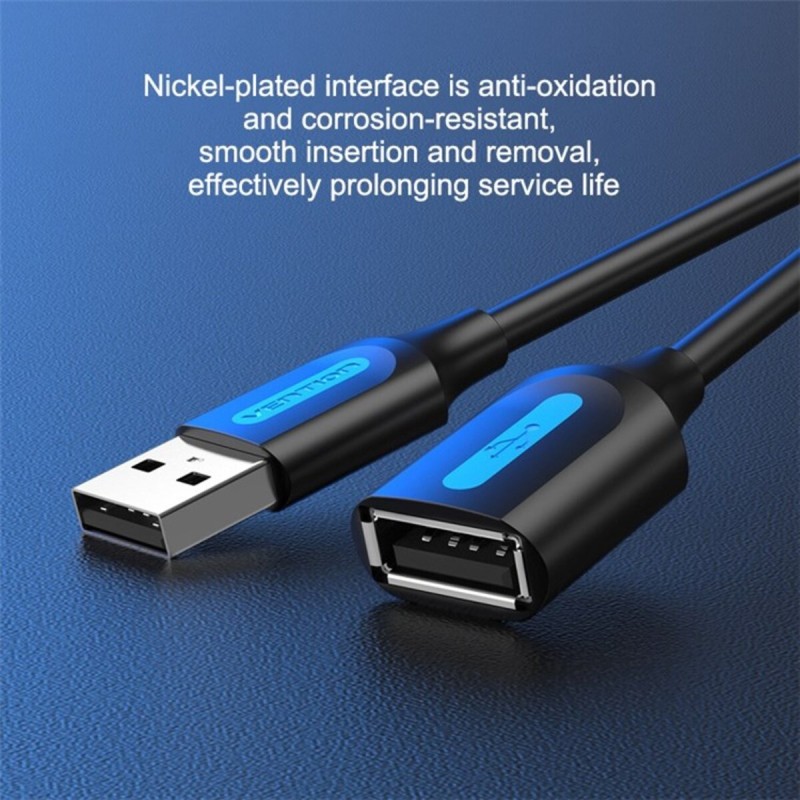 Кабель Vention USB 2.0 A Male to A Female Extension Cable 1M black PVC Type (CBIBF)