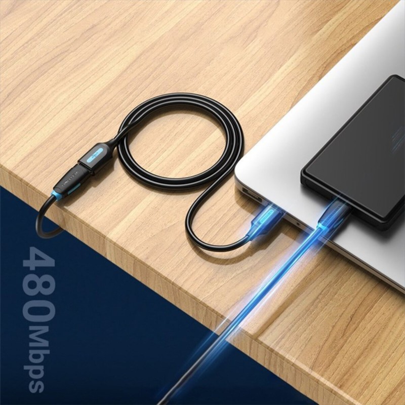 Кабель Vention USB 2.0 A Male to A Female Extension Cable 1M black PVC Type (CBIBF)