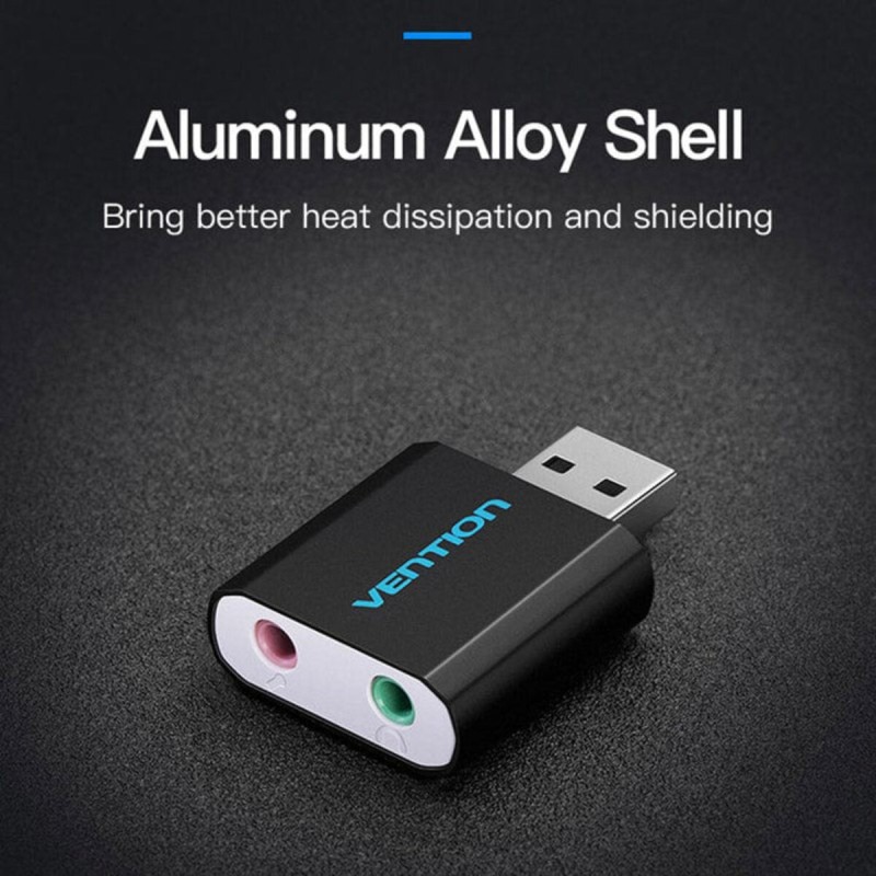 Адаптер Vention USB External Sound Card Black Metal Type (VAB-S17-B)