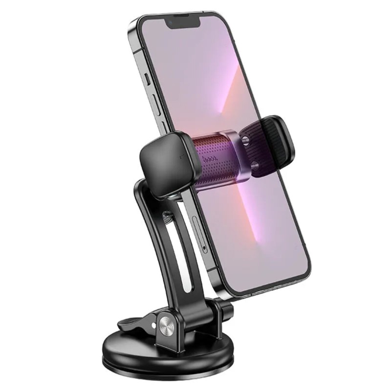Тримач для мобільного HOCO CA111 pull clip suction cup car holder Black Metal Gray