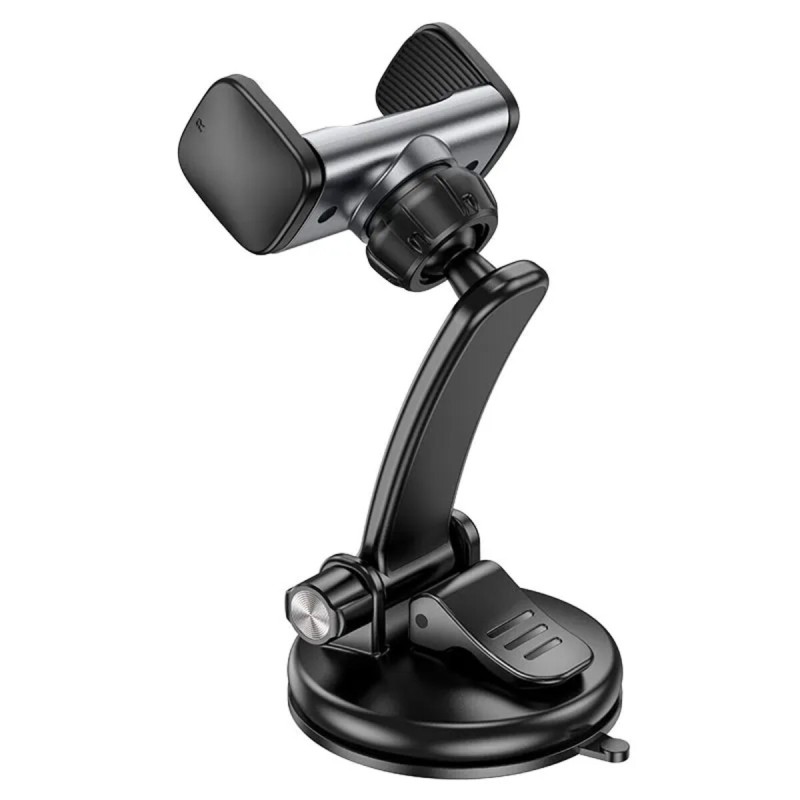 Тримач для мобільного HOCO CA111 pull clip suction cup car holder Black Metal Gray