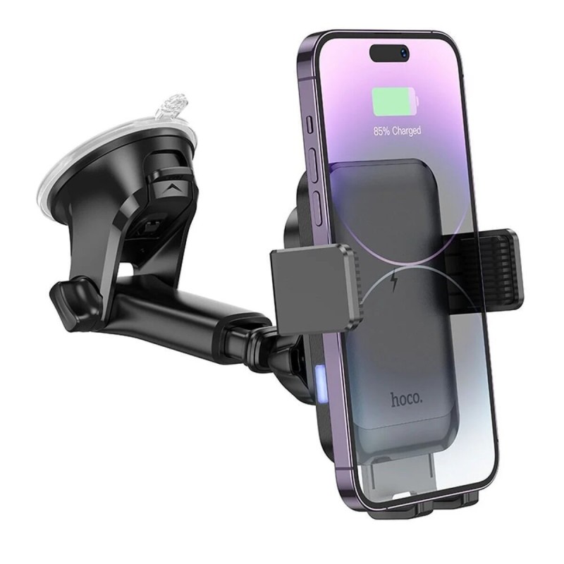 Тримач для мобiльного з БЗП HOCO HW9 Climber smart wireless charging car holder Black Gray