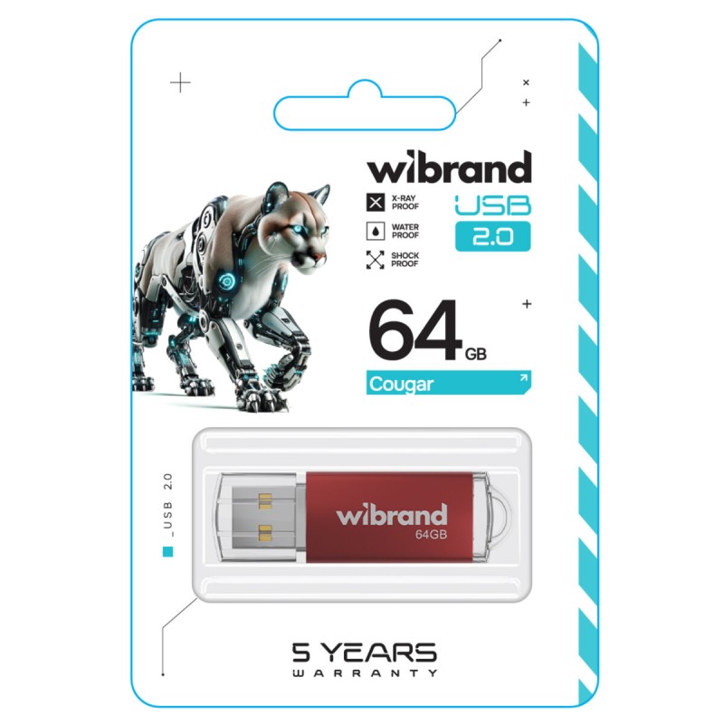 Flash Wibrand USB 2.0 Cougar 64Gb Red (WI2.0/CU64P1R)