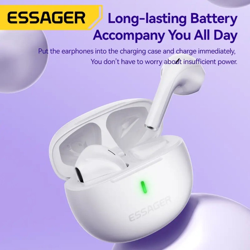 Навушники ESSAGER (color box) Shining TWS Bluetooth earphones White (EEJTW-SL02)