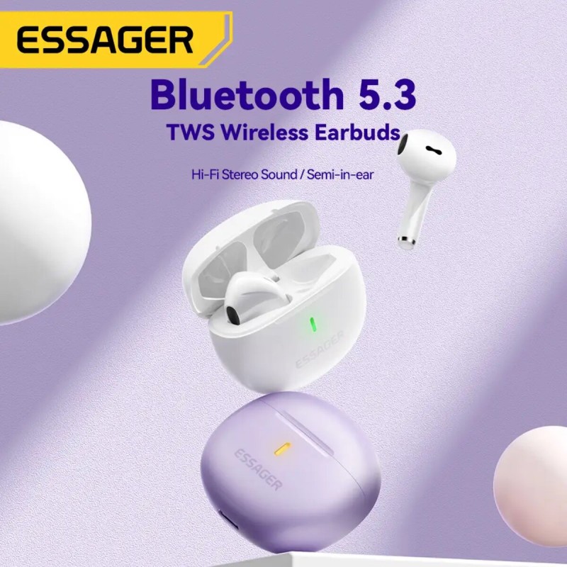 Навушники ESSAGER (color box) Shining TWS Bluetooth earphones White (EEJTW-SL02)