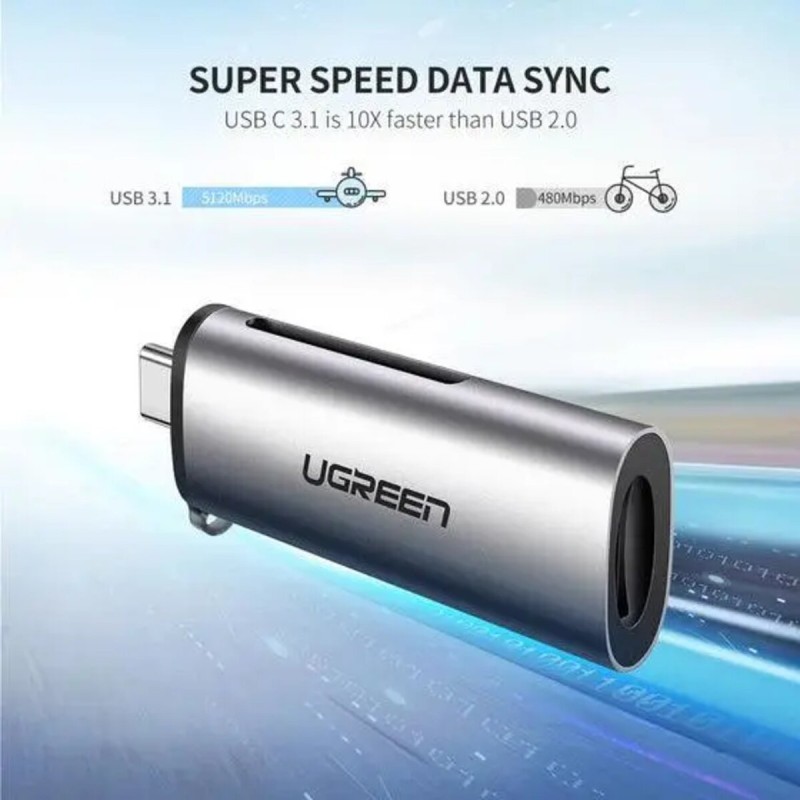 Картрідер UGREEN CM184 USB-C TF + SD Card Reader (UGR-50704) (UGR-50704)
