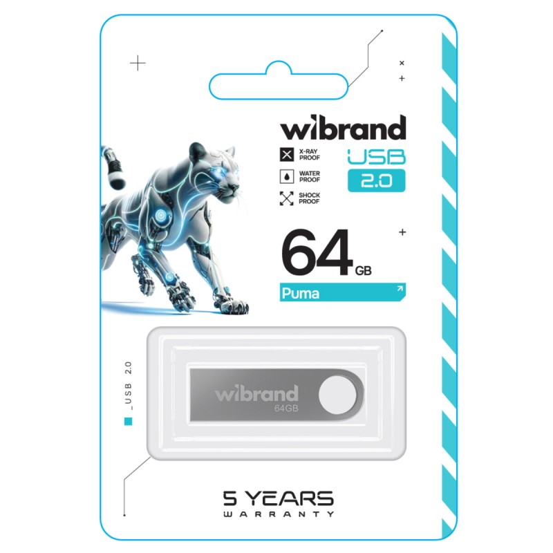 Flash Wibrand USB 2.0 Puma 64Gb Silver (WI2.0/PU64U1S)