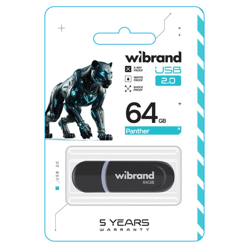Flash Wibrand USB 2.0 Panther 64Gb Black (WI2.0/PA64P2B)