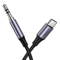 Кабель UGREEN AV143 Round USB-C Audio Cable 3.5mm M/M Aluminum Shell 1m (Deep Gray)(UGR-30633) (UGR-30633)