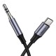 Кабель UGREEN AV143 Round USB-C Audio Cable 3.5mm M/M Aluminum Shell 1m (Deep Gray)(UGR-30633) (UGR-30633)