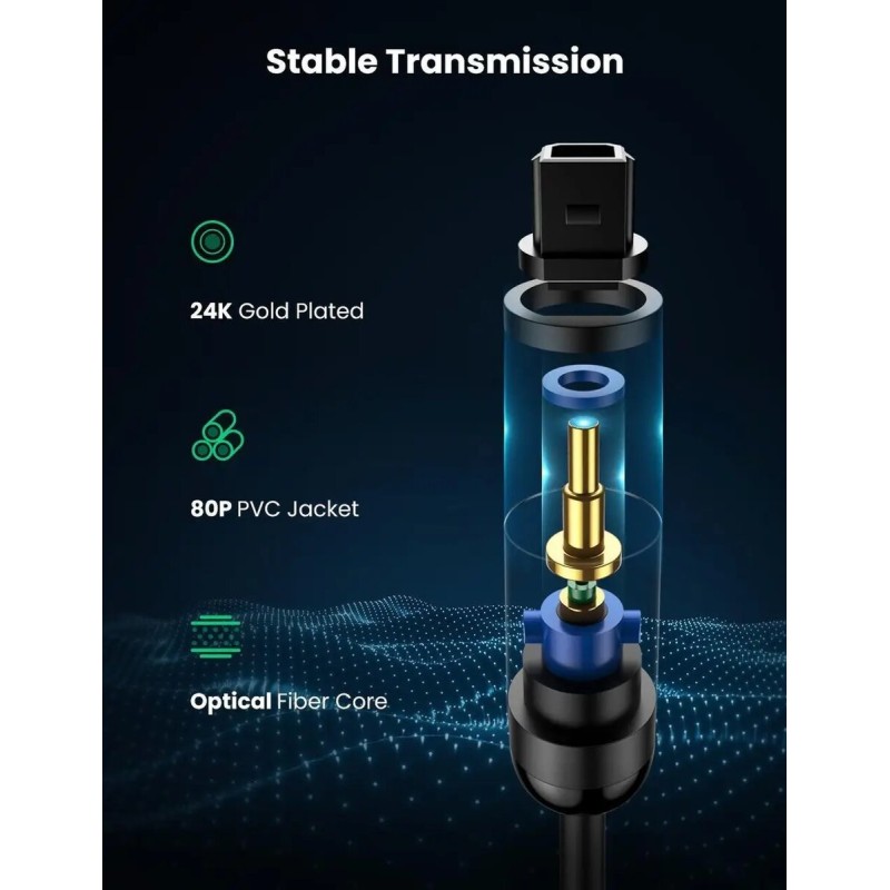 Аудіо кабель UGREEN AV122 Toslink Optical Audio Cable 2m (Black)(UGR-70892) (UGR-70892)