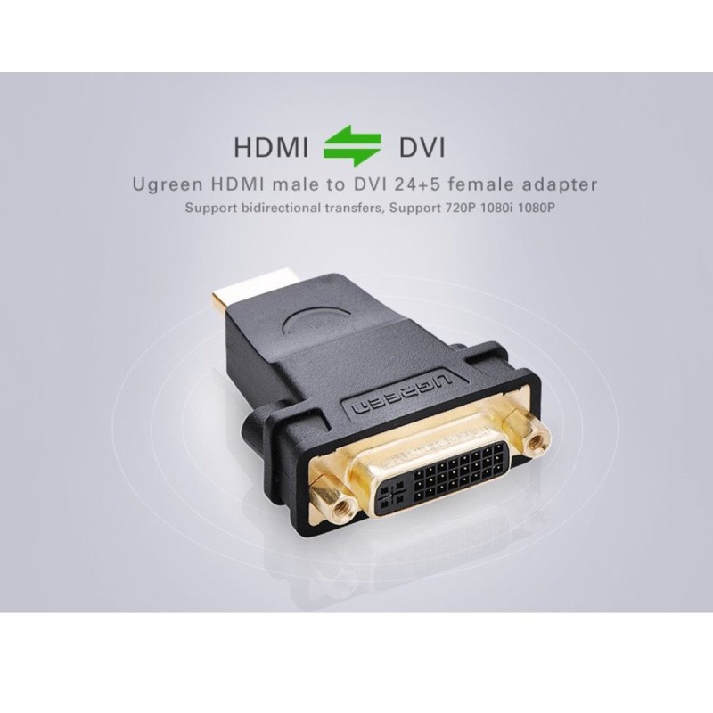 Адаптер UGREEN HDMI Male to DVI (24+5) Female Adapter (Black)(UGR-20123) (UGR-20123)