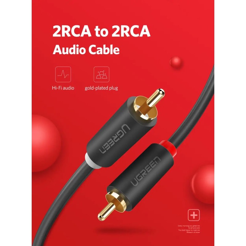 Аудіо кабель UGREEN AV104 2RCA Male to 2RCA Male Cable 2m (Black)(UGR-10518) (UGR-10518)