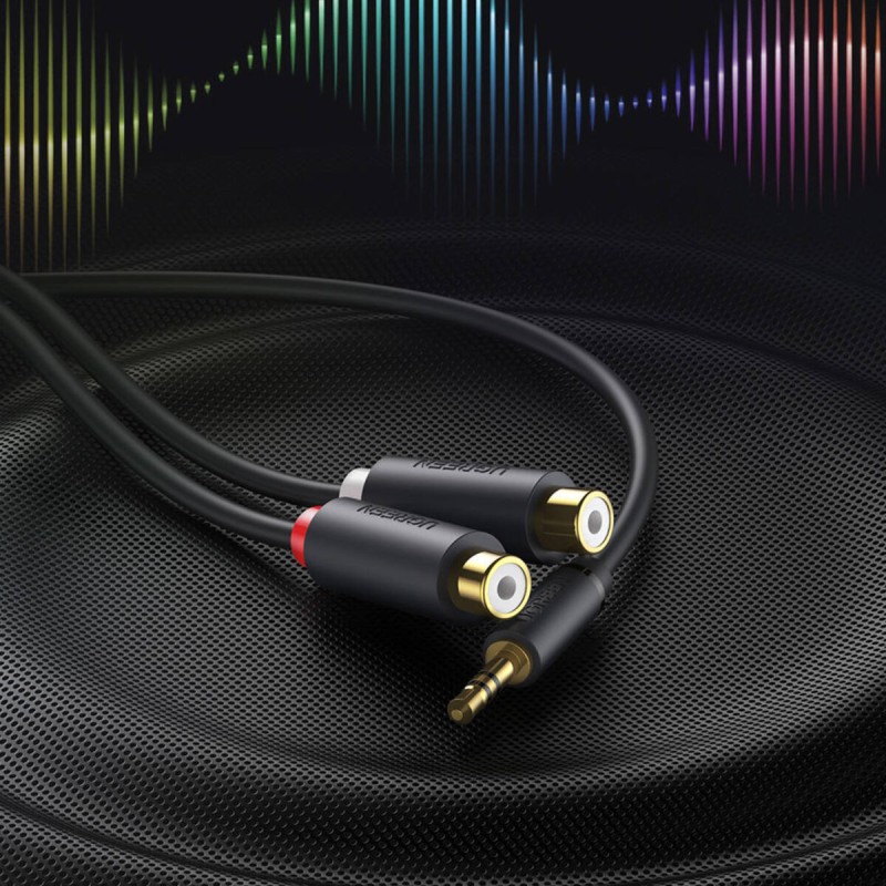 Аудіо кабель UGREEN AV109 3.5mm Male to 2RCA Female Cable 25cm (Gray)(UGR-10547) (UGR-10547)