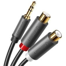 Аудіо кабель UGREEN AV109 3.5mm Male to 2RCA Female Cable 25cm (Gray)(UGR-10547) (UGR-10547)