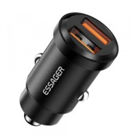Автобільний зарядний пристрій ESSAGER Gyroscope Mini Charger USB-A + USB-A 30W Black (ECC2A-TL01)