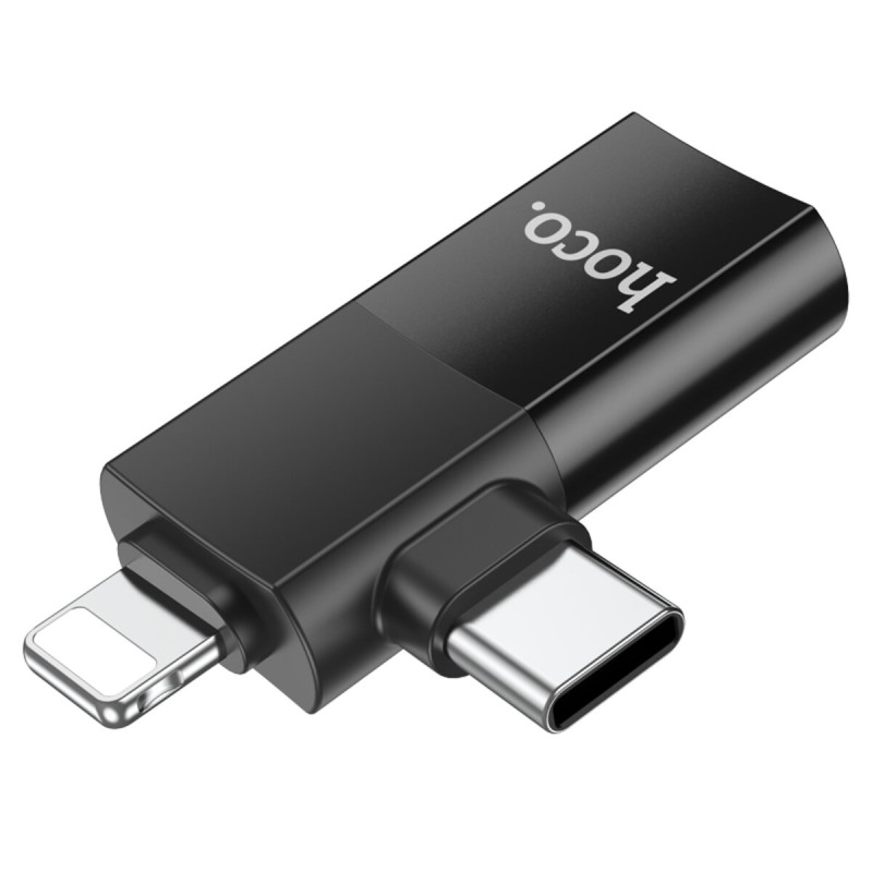 Адаптер HOCO UA17 iP male/Type-C male to USB female two-in-one adapter Black (6942007602303 )