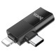 Адаптер HOCO UA17 iP male/Type-C male to USB female two-in-one adapter Black (6942007602303 )
