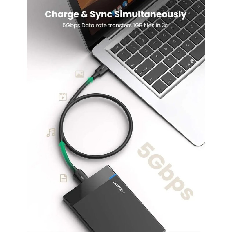 Кабель UGREEN US130 USB 3.0 A Male to Micro USB 3.0 Male Cable 2m (Black)(UGR-10843) (UGR-10843)