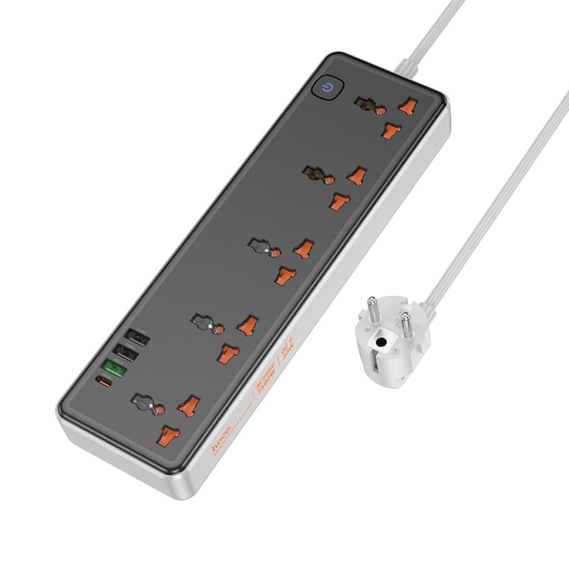 Мережевий подовжувач HOCO AC14A Rico 5-position socket(PD30W/1C3A) Black (6942007607179 )