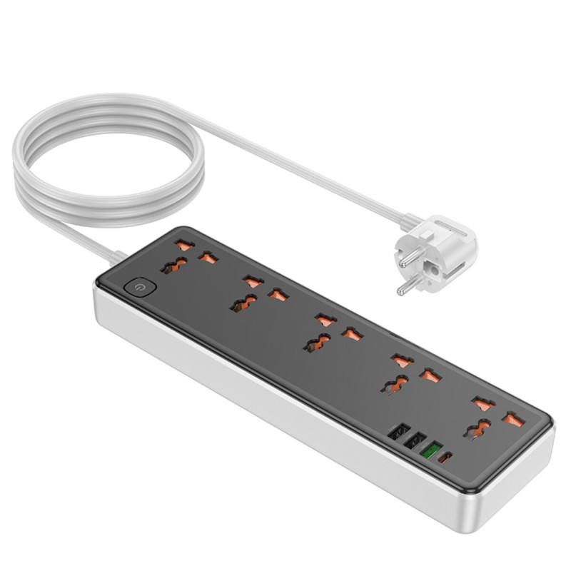 Мережевий подовжувач HOCO AC14A Rico 5-position socket(PD30W/1C3A) Black (6942007607179 )