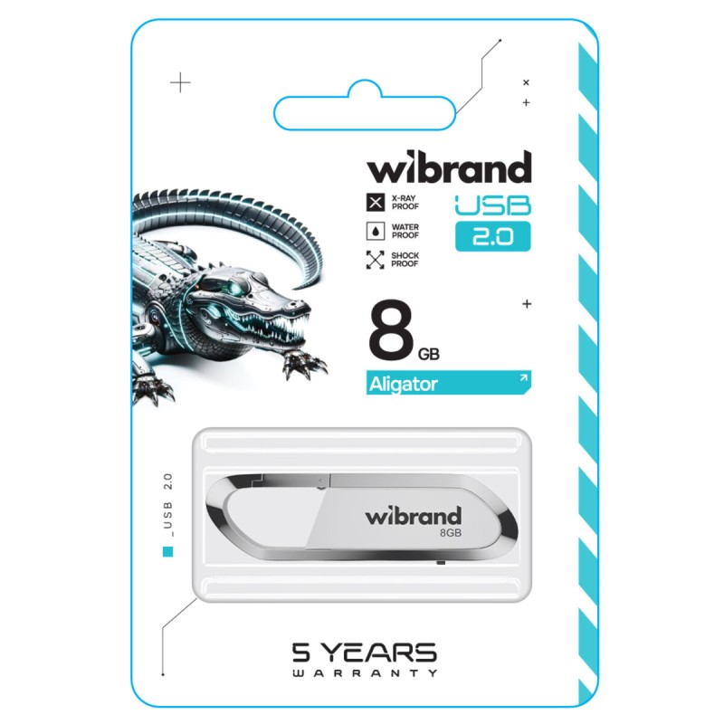 Flash Wibrand USB 2.0 Aligator 8Gb White (WI2.0/AL8U7W)