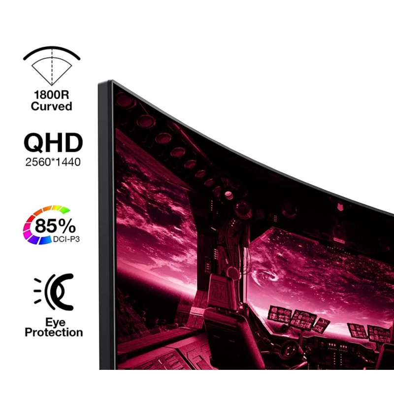 Монітор KOORUI 27 Gaming VA/1800R Black QHD 170HZ (27E6QC) (KOORUI-27E6QC)