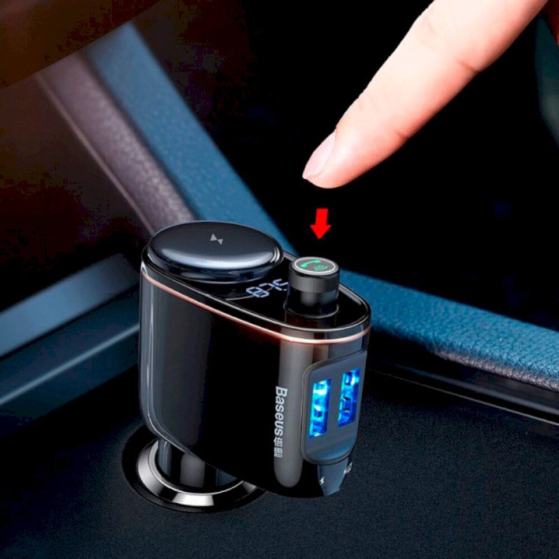 АЗП з FM-модулятор Baseus S-06 Car Bluetooth MP3 Player Black (CCHC000001)