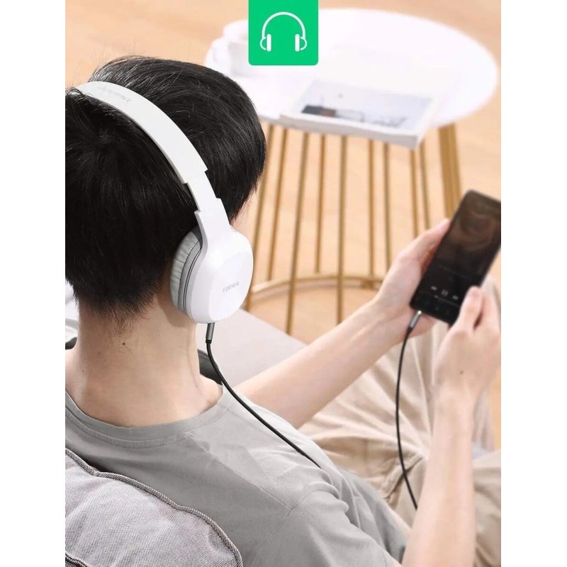 Аудіо кабель UGREEN AV112 3.5mm Male to 3.5mm Male Cable Gold Plated Metal Case with Braid 1m (Black)(UGR-50361) (UGR-50361)