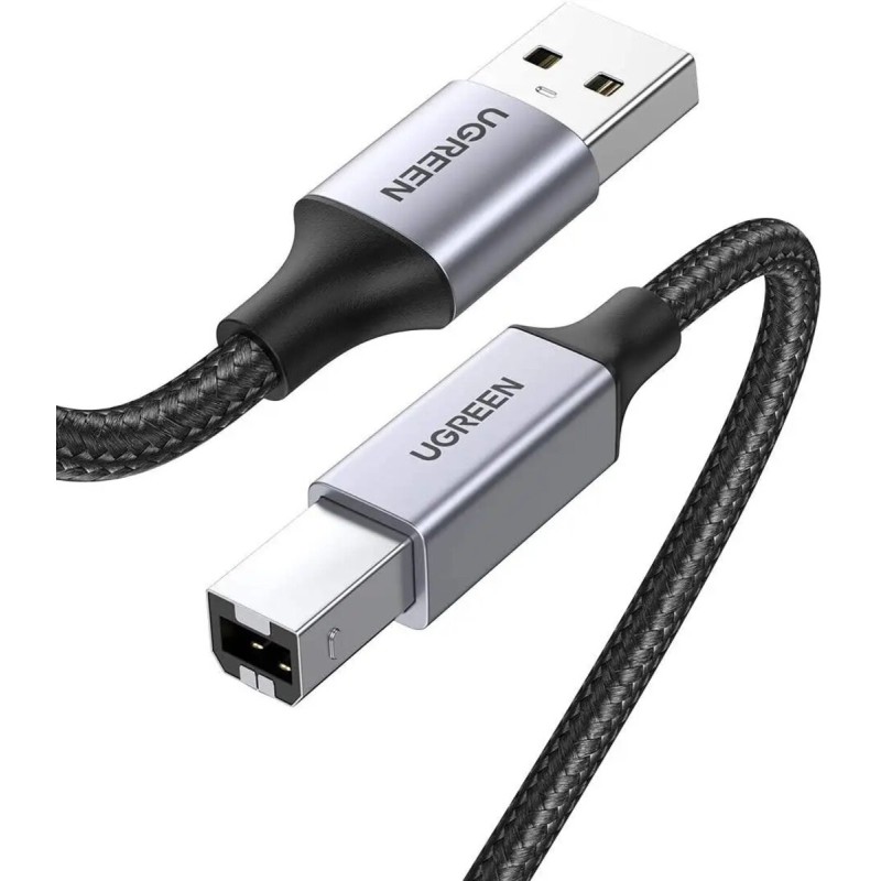 Кабель UGREEN US369 USB-A Male to USB-B 2.0 Printer Cable Alu Case with Braid 2m  (Black)(UGR-80803) (UGR-80803)