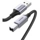 Кабель UGREEN US369 USB-A Male to USB-B 2.0 Printer Cable Alu Case with Braid 2m  (Black)(UGR-80803) (UGR-80803)