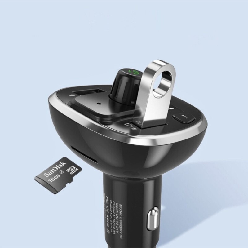 Автобільний зарядний пристрій ESSAGER Dynamic Car Bluetooth MP3 Car Charger Sliver (ECCFM-DG10)