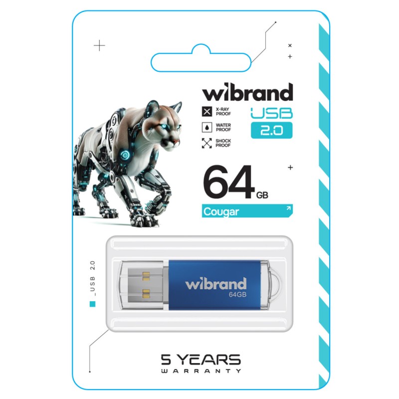 Flash Wibrand USB 2.0 Cougar 64Gb Blue (WI2.0/CU64P1U)