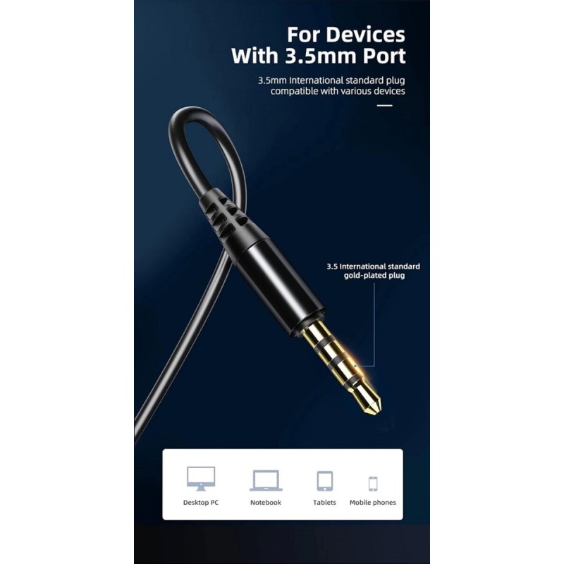 Навушники ESSAGER M15 3.5mm Earphone Black (EEJM15-XK01)