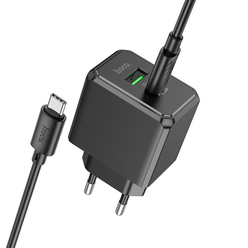 Мережевий зарядний пристрій HOCO CS14A Ocean PD20W+QC3.0 charger set(Type-C to Type-C) Black (6942007603911 )