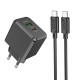Мережевий зарядний пристрій HOCO CS14A Ocean PD20W+QC3.0 charger set(Type-C to Type-C) Black (6942007603911 )